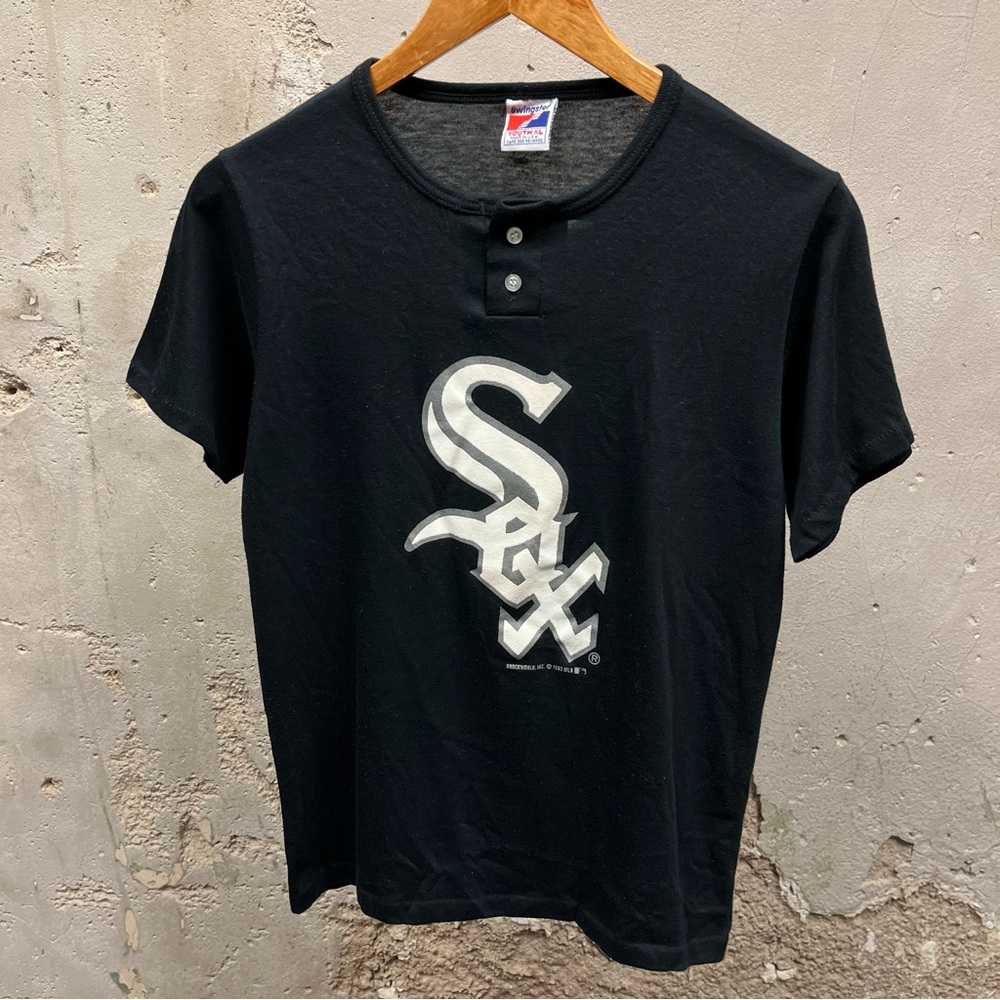 MLB White Sox Vintage 1993 Henley Style Single Stitch Jersey T-Shirt Youth XL